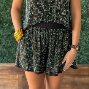 Queen Of Sparkles - Black Rainbow Rhinestone Active Shorts